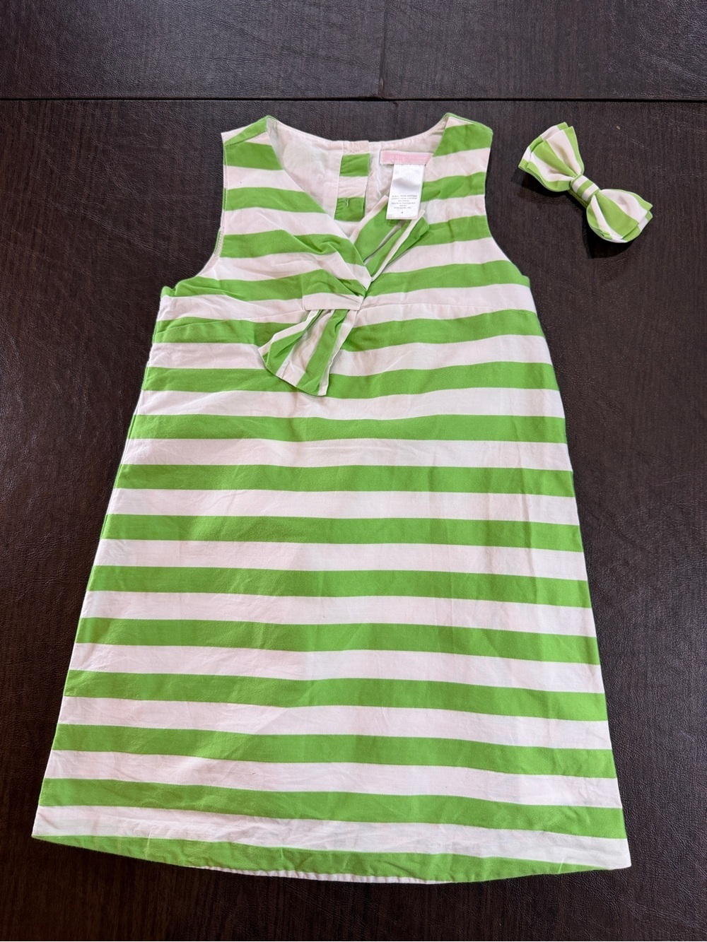 Janie and Jack Girls Striped Sundress with Hair Bow Sz 4 100% Cotton